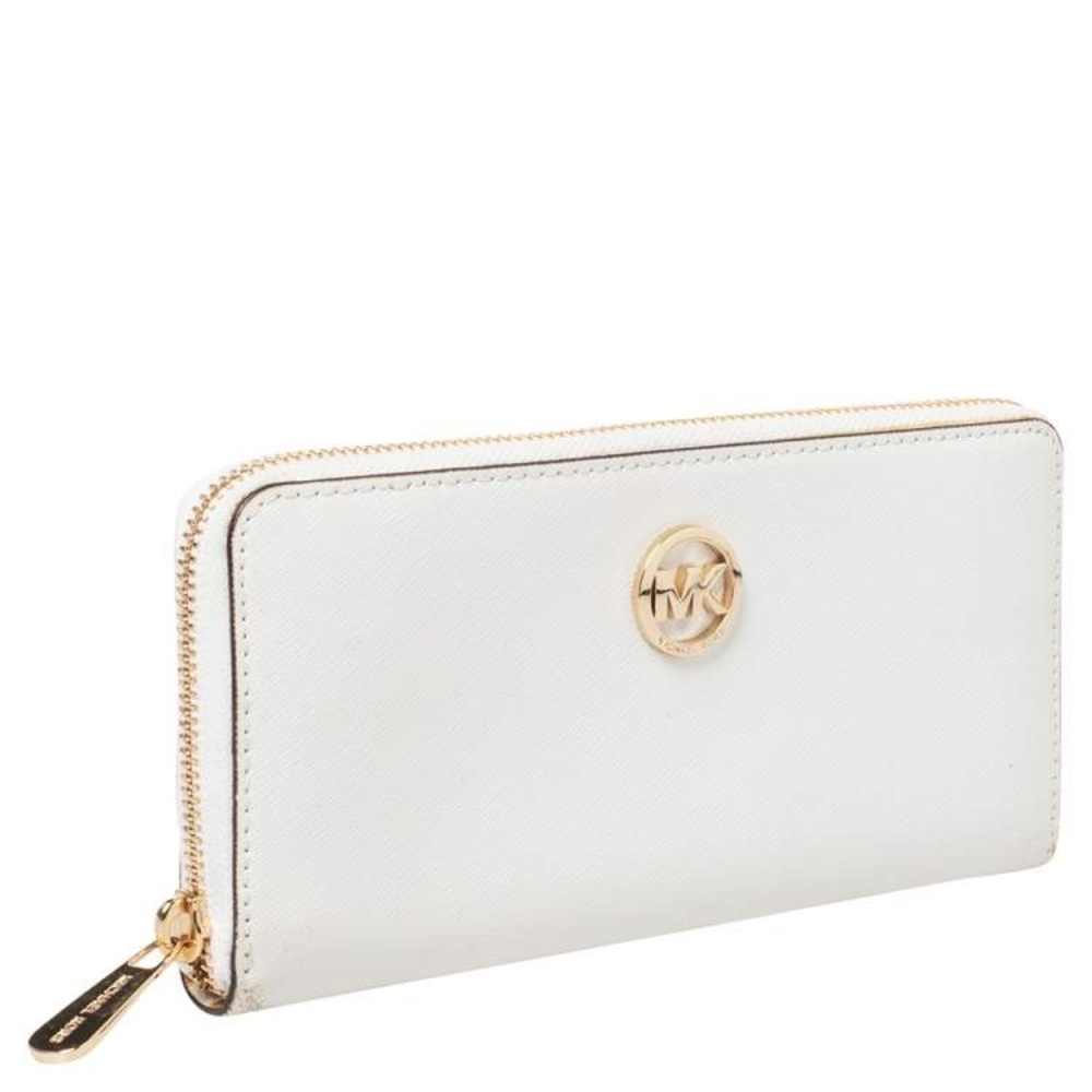 Michael Kors White and Gold Zip-Around Wallet - Picture 2 of 8